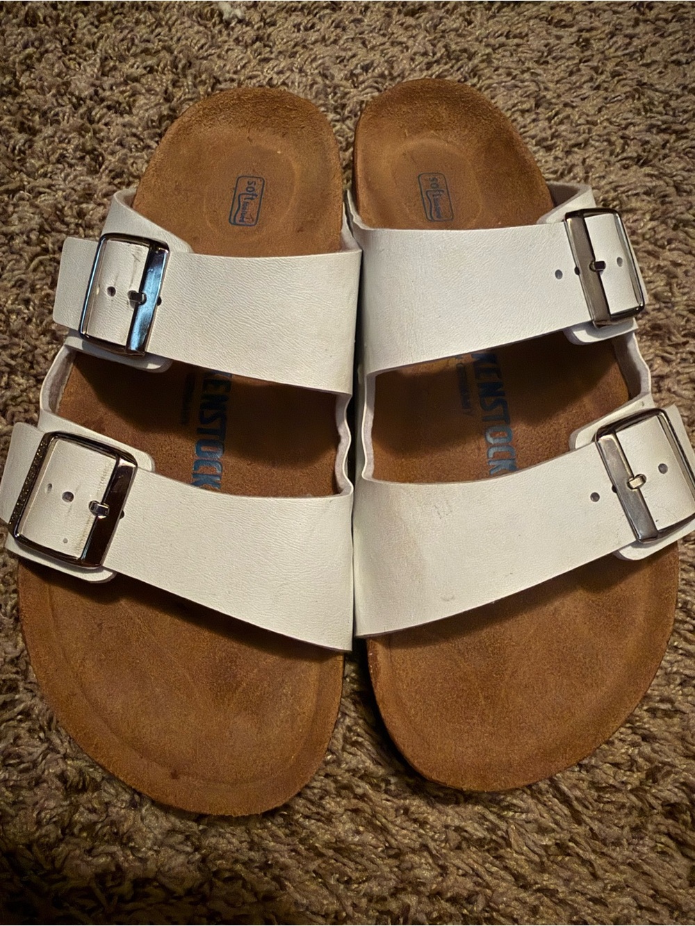 Birkenstock White Two-Strap Buckle Sandals